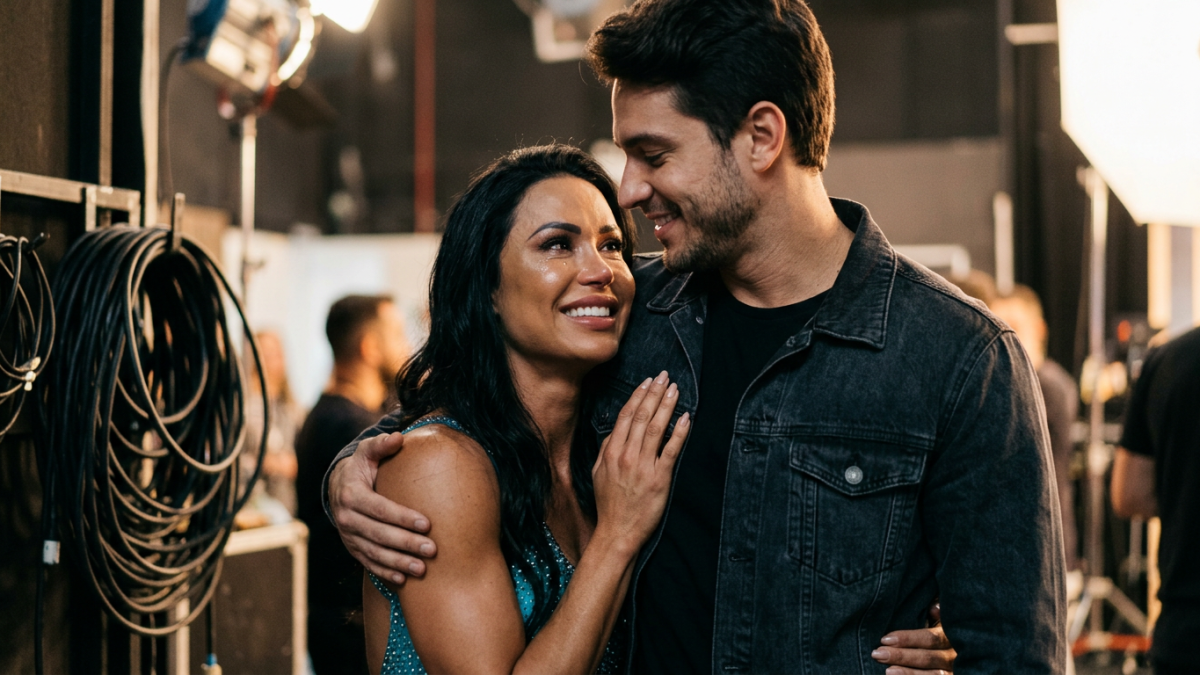 Gracyanne Barbosa posa nos bastidores da TV Globo durante ensaios da competição de dança