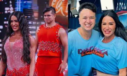 Gracyanne Barbosa e seu novo professor Rolon Ho ensaiando para a Dança dos Famosos