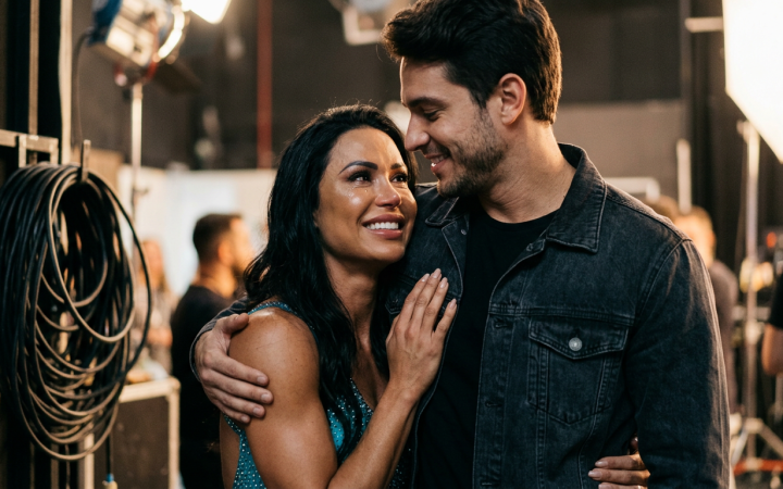 Gracyanne Barbosa posa nos bastidores da TV Globo durante ensaios da competição de dança